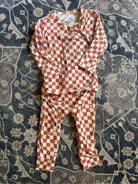 Bonsie baby Checkerboard Pajama Set - Cream & Orange